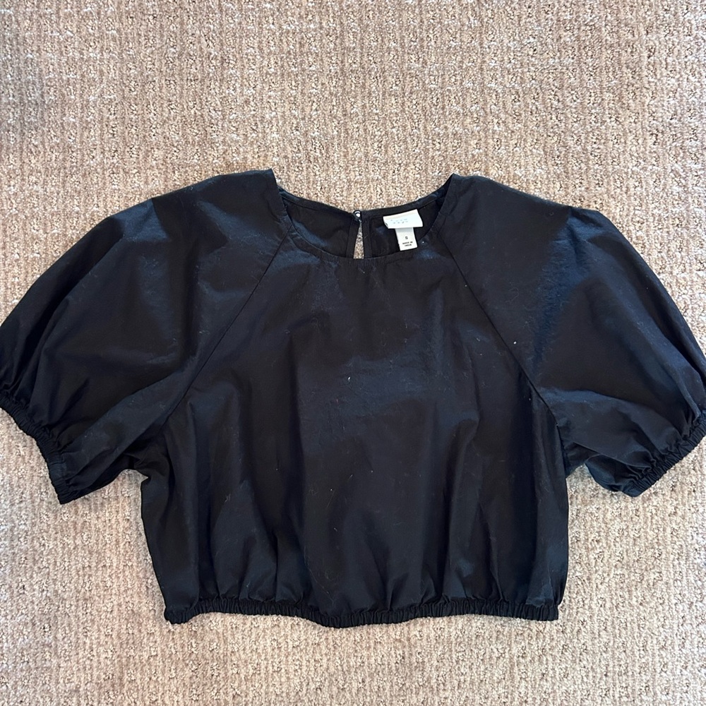 Black Puff Sleeve Top